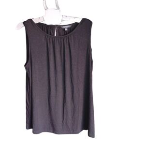 NWT Liverpool Los Angeles Black Pleated Keyhole Sleeveless Top XL
